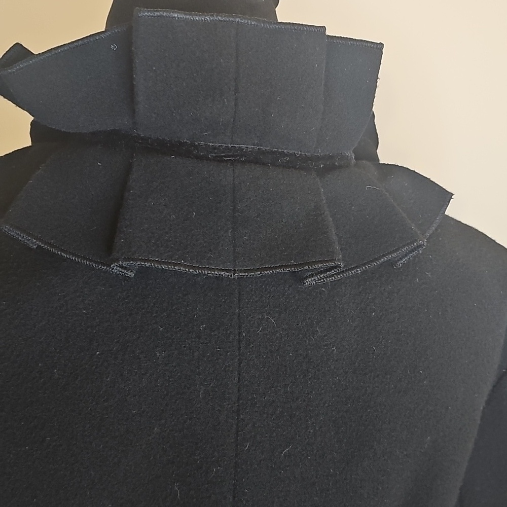 Elle Black Pea Coat with Rose Detail Size S - Picture 5 of 12